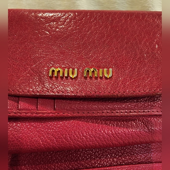Authentic Miu Miu Hot Pink Goat Skin Madras Flap Wallet - Picture 5 of 14